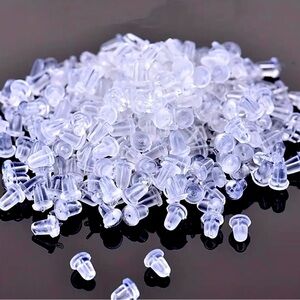 NEW 100pcs Earring Rack Silicone Earring Pin Backs Ear Stud Soft Transparent